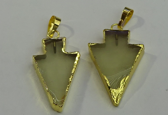 NGP6062 20*40mm - 25*45mm arrowhead lemon quartz pendants