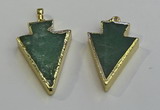 NGP6063 20*40mm - 25*45mm arrowhead green aventurine pendants