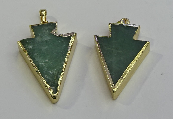 NGP6063 20*40mm - 25*45mm arrowhead green aventurine pendants