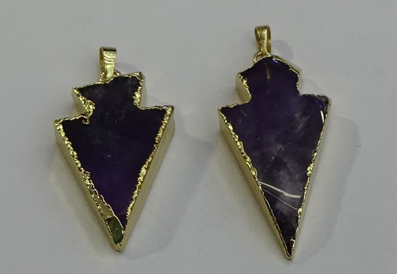 NGP6065 20*40mm - 25*45mm arrowhead amethyst pendants