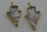 NGP6067 20*40mm - 25*45mm arrowhead white crystal pendants