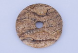 NGP607 5pcs 5*40mm picture jasper gemstone donut pendants wholesale