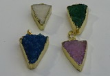 NGP6074 20*25mm - 25*35mm triangle druzy quartz pendants