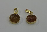 NGP6077 14mm - 15mm flat round druzy agate pendants