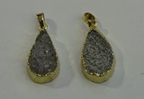 NGP6078 15*25mm – 18*30mm flat teardrop druzy agate pendants