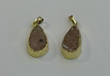 NGP6079 15*25mm – 18*30mm flat teardrop druzy agate pendants