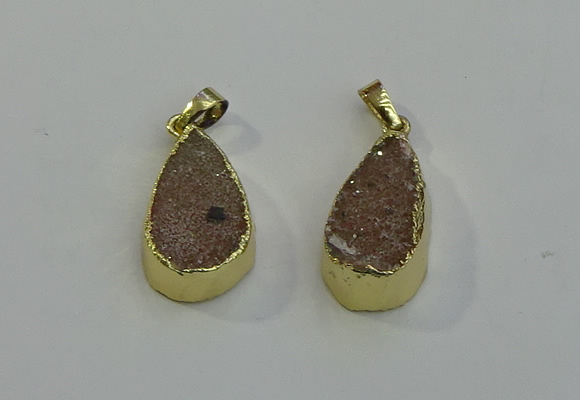 NGP6079 15*25mm – 18*30mm flat teardrop druzy agate pendants