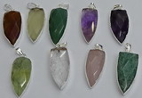 NGP6115 12*35mm - 15*40mm arrowhead mixed gemstone pendants