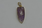 NGP6117 12*35mm - 15*40mm arrowhead amethyst pendants