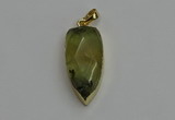 NGP6119 12*35mm - 15*40mm arrowhead green rutilated quartz pendants