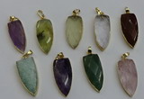 NGP6125 15*40mm arrowhead mixed gemstone pendants wholesale