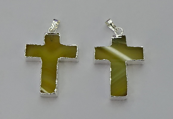 NGP6157 25*40mm - 30*40mm cross agate gemstone pendants