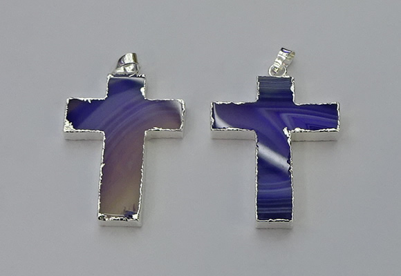 NGP6158 25*40mm - 30*40mm cross agate gemstone pendants