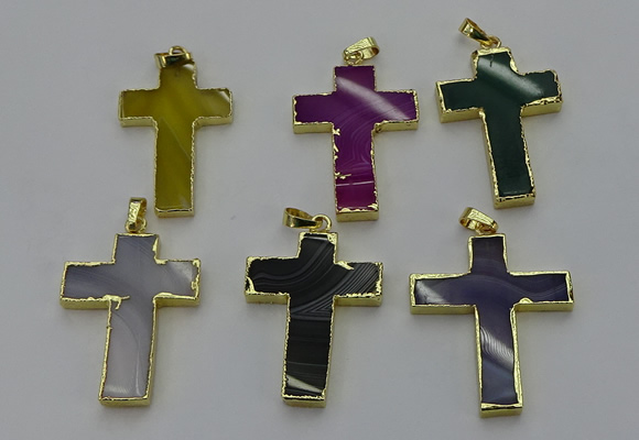 NGP6174 25*40mm - 30*40mm cross agate gemstone pendants