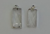 NGP6180 14*30mm - 15*38mm faceted rectangle white crystal pendants