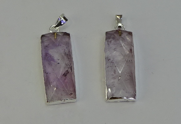 NGP6182 14*30mm - 15*38mm faceted rectangle light amethyst pendants