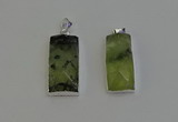 NGP6184 14*30mm - 15*38mm faceted rectangle green rutilated quartz pendants