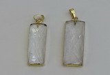 NGP6198 14*30mm - 15*38mm faceted rectangle white crystal pendants