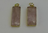 NGP6199 14*30mm - 15*38mm faceted rectangle rose quartz pendants