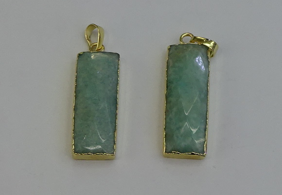 NGP6204 14*30mm - 15*38mm faceted rectangle amazonite pendants