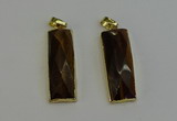 NGP6205 14*30mm - 15*38mm faceted rectangle yellow tiger eye pendants