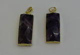 NGP6206 14*30mm - 15*38mm faceted rectangle amethyst pendants