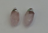 NGP6219 12*28mm - 15*30mm faceted bullet rose quartz pendants