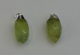 NGP6223 12*28mm - 15*30mm faceted bullet green rutilated quartz pendants