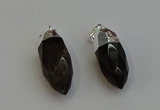 NGP6224 12*28mm - 15*30mm faceted bullet smoky quartz pendants