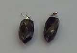 NGP6225 12*28mm - 15*30mm faceted bullet amethyst pendants