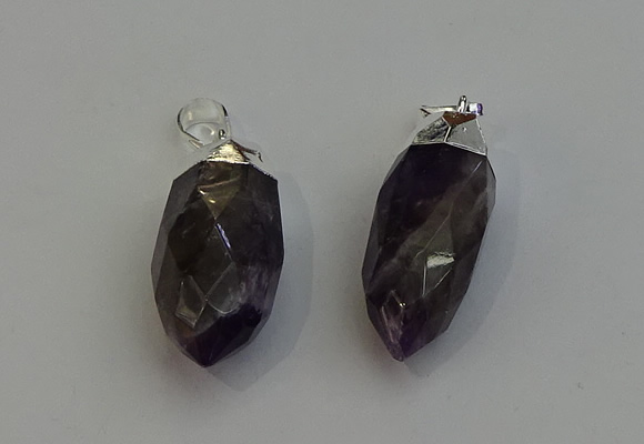 NGP6225 12*28mm - 15*30mm faceted bullet amethyst pendants