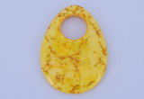 NGP623 5pcs 45*62mm flat teardrop yellow agate gemstone pendants