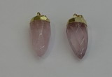 NGP6236 12*28mm - 15*30mm faceted bullet rose quartz pendants