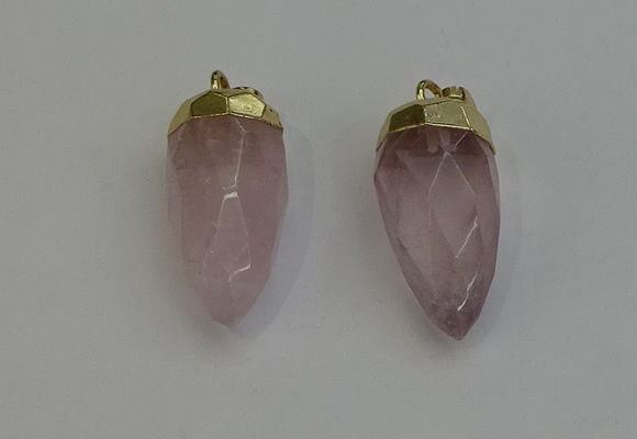 NGP6236 12*28mm - 15*30mm faceted bullet rose quartz pendants