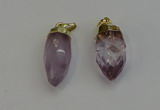 NGP6237 12*28mm - 15*30mm faceted bullet amethyst pendants