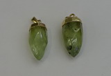 NGP6239 12*28mm - 15*30mm faceted bullet green rutilated quartz pendants