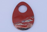 NGP624 5pcs 45*62mm flat teardrop red jasper gemstone pendants