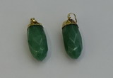 NGP6241 12*28mm - 15*30mm faceted bullet green aventurine pendants