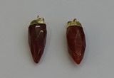 NGP6242 12*28mm - 15*30mm faceted bullet red rabbit hair pendants