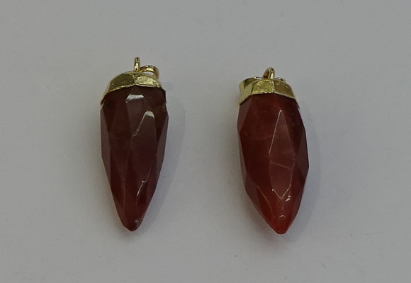 NGP6242 12*28mm - 15*30mm faceted bullet red rabbit hair pendants