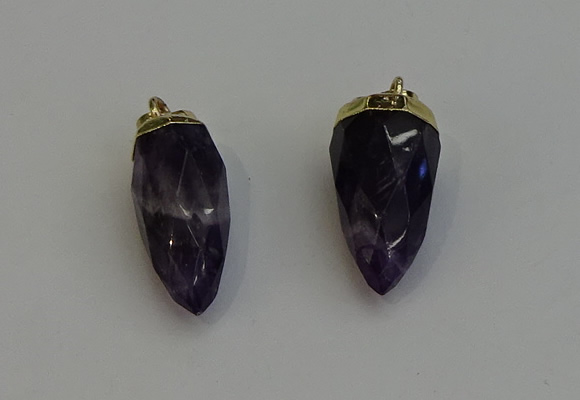 NGP6244 12*28mm - 15*30mm faceted bullet amethyst pendants