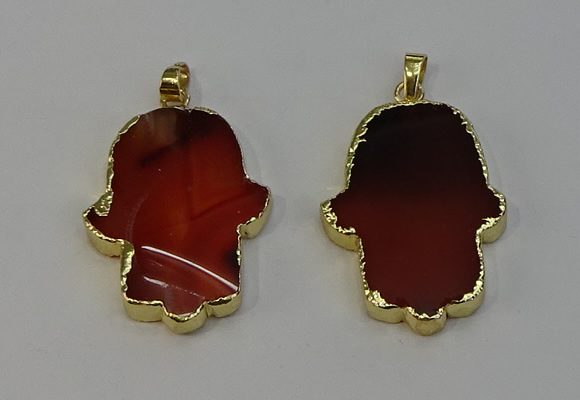 NGP6257 22*40mm - 25*45mm hamsahand agate gemstone pendants