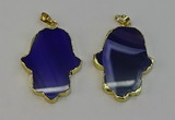 NGP6259 22*40mm - 25*45mm hamsahand agate gemstone pendants