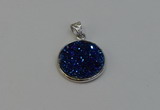 NGP6265 20mm flat round plated druzy agate pendants wholesale