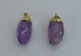 NGP6298 18*30mm - 22*35mm faceted nuggets amethyst pendants