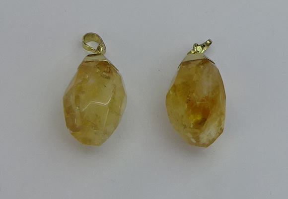 NGP6299 18*30mm - 22*35mm faceted nuggets citrine pendants