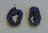 NGP6312 25*35mm - 30*45mm freeform plated druzy agate pendants