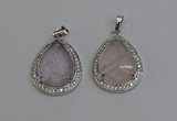 NGP6330 25*30mm teardrop rose quartz pendants wholesale