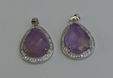 NGP6334 25*30mm teardrop light amethyst pendants wholesale