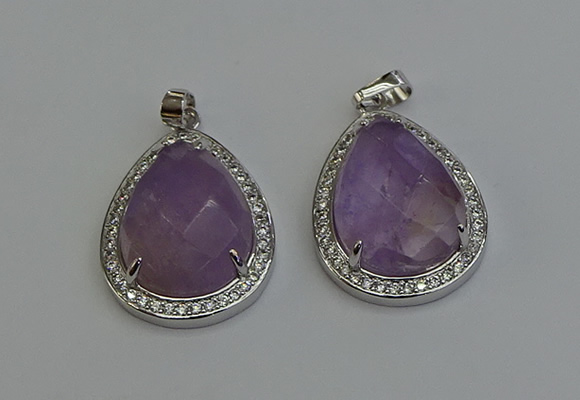 NGP6334 25*30mm teardrop light amethyst pendants wholesale